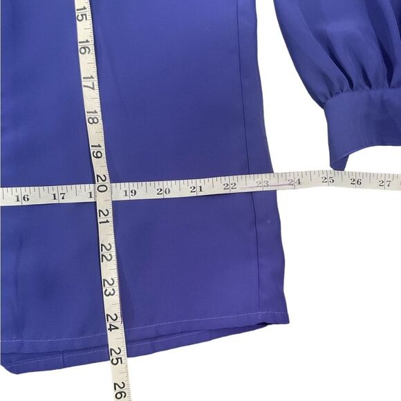 La Blouse Women’s Size 18W/38 Purple Silky Pleated Blouse Long Sleeve Top Shirt - Picture 10 of 12